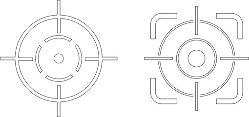 Target line art icon set.target icon on isolated background. Crosshair in black.Editable Stroke, Pixel Perfect, Stock Illustration. Goal symbol collection. Darts icon. Hitting the bullseye icon line.