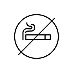 No Smoking Icon Outline Style Thin Line Symbol Cigarette with Crossed Circle Vector
