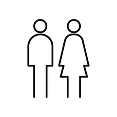 Outline Icon of Male Female Figures Thin Line Symbol for Toilet Sign or Gender Identity