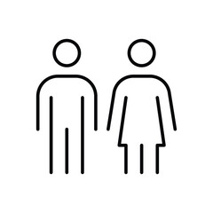 Man and Woman Standing Icon Thin Line Outline Style for People or Public Signage Use