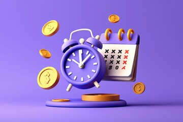 Time is Money Alarm Clock and Calendar Illustrating Deadlines and Financial Planning for Success