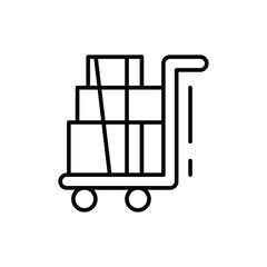 Airport Baggage Trolley Icon Outline Style Thin Line Symbol for Luggage and Travel Services