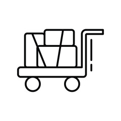 Outline Icon of Airport Baggage Trolley Thin Line Symbol for Luggage and Passenger Travel
