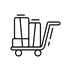 Luggage Cart Icon Thin Line Outline Style for Airport Baggage Handling and Transport