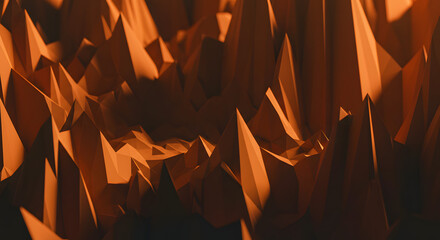 Abstract Brown Geometric Pattern with Sharp Triangles and Depth Effect for Digital Art and Design