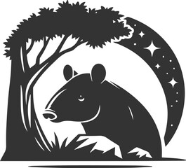 Animal vector silhouette of a tapir