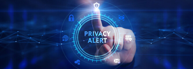 Technology, Internet, business and network concept. Privacy alert.