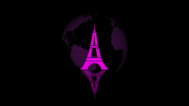 Eiffel tower. White flat Eiffel .and tower background.