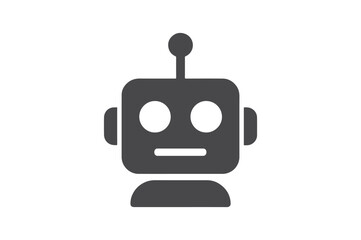 Robot Head Icon silhouette vector with white background