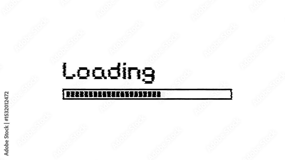 Poster 4k loading bar animation with glitch effect on white background