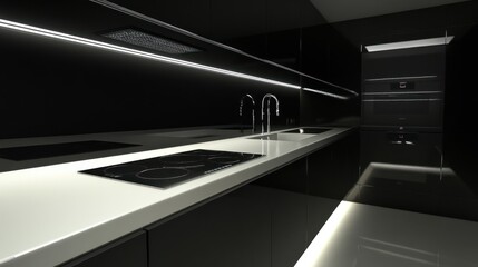Sleek Modern Kitchen Design: Black and White Minimalist Interior