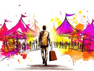 A Business Man Shopping at a Fun Local Festival