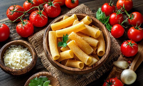 Tomato Basil Pasta in a White Bowl