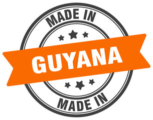 Made in Guyana round sign. Made in Guyana stamp.