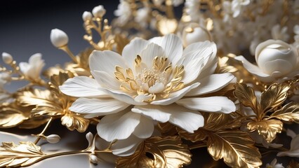 Intricate White and Gold Floral Headpiece Elegant Accessory