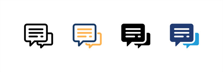 Message icon set multiple style collection. Vector illustration.