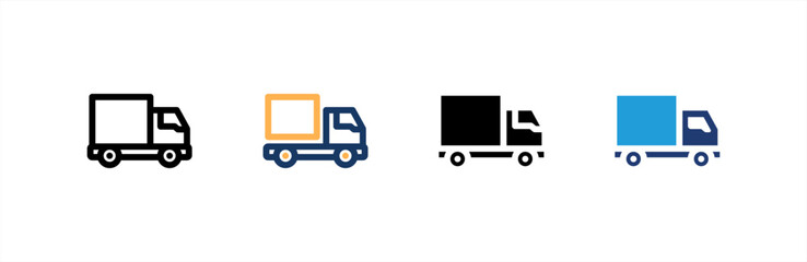 Delivery Truck icon set multiple style collection. Vector illustration.