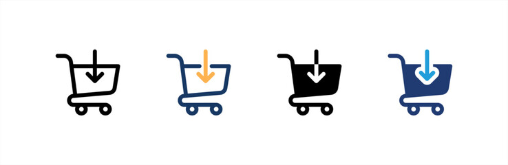 Add Cart icon set multiple style collection. Vector illustration.