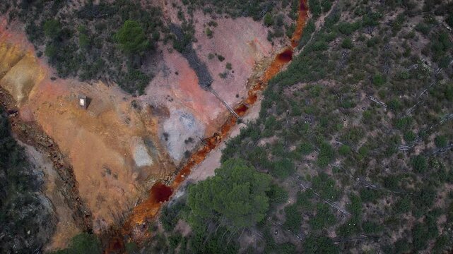Rio Tinto river in Andalucia, Spain. Amazing red river nearby Sevilla. High quality 4k footage
