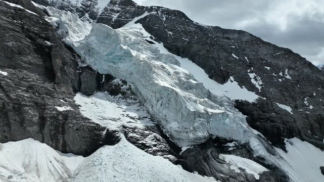 Aerial view Eiger North Wall, Mountain and Glacier - Jungfrau, Switzerland