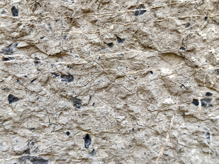 Detailed close-up of weathered stone surface with cracks and texture