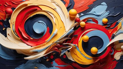 Dynamic Colorful Abstract Swirls and Spheres Art Illustration