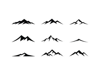 mountain silhouette vector icon collection