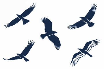 Sky Wanderers: Elegant Flying Bird Silhouettes Set
