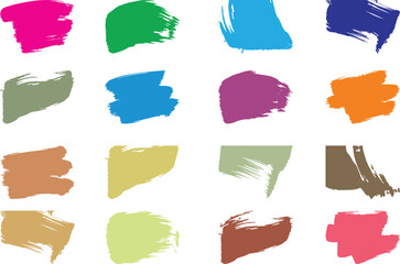 Colorful Ink brush stroke Design element in grunge style. Paintbrush strokes dirty texture artistic design elements. Grimy banner backdrops on white background. Paint color shades. EPS 10
