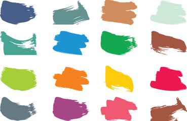 Colorful Ink brush stroke Design element in grunge style. Paintbrush strokes dirty texture artistic design elements. Grimy banner backdrops on white background. Paint color shades. EPS 10 
