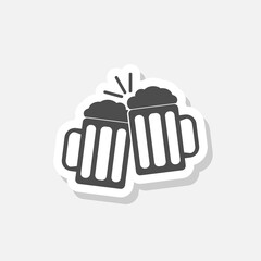 Beer cheers icon sticker isolated on gray background
