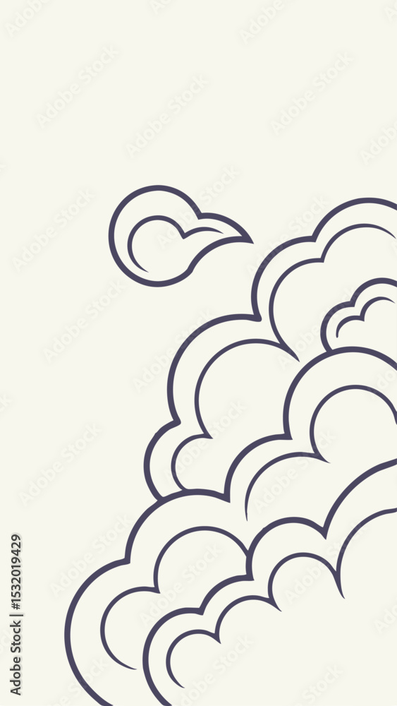 Poster abstract cloud design with simple outlines and transparency on a white background