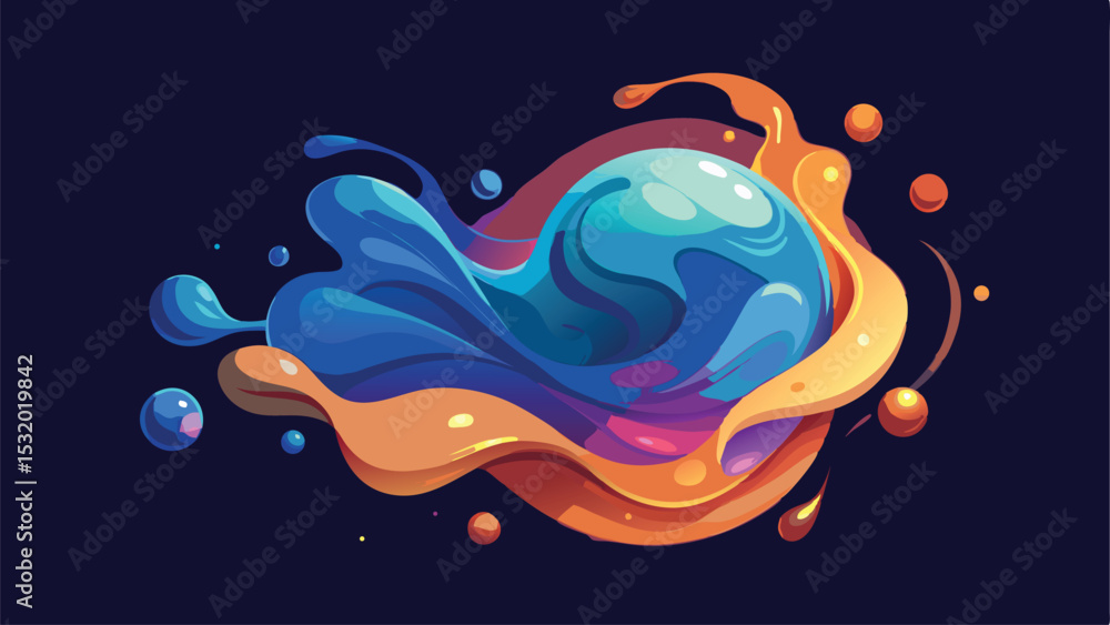 Aufkleber abstract colorful fluid art composition with dynamic shapes and creative design