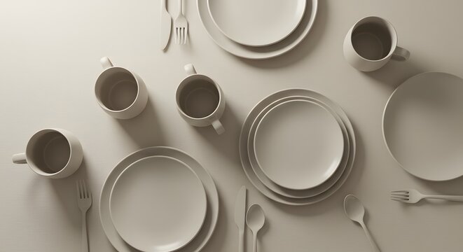 Elegant Minimalist Tableware Set Modern Neutral-toned Dinnerware and Mugs