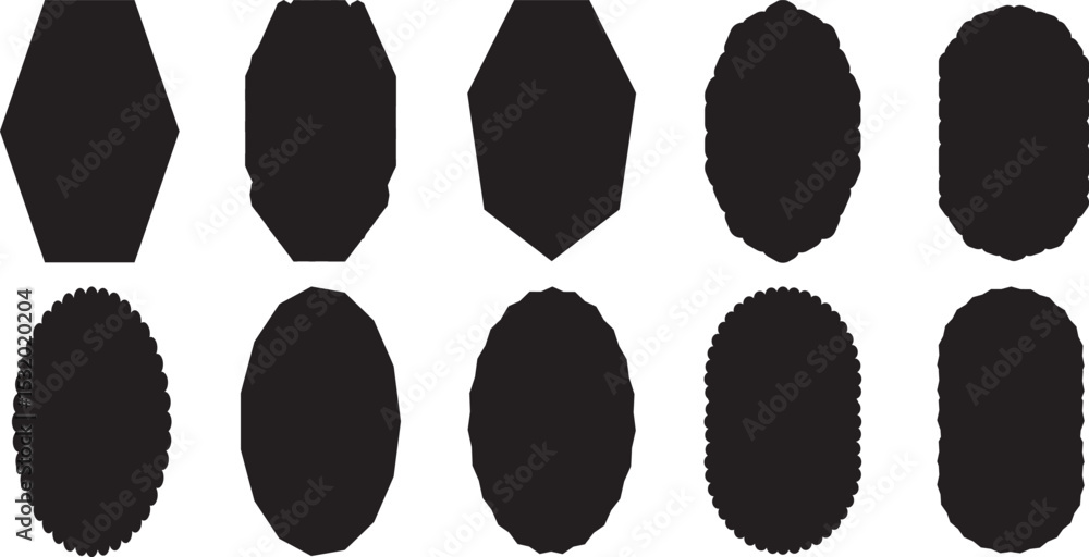 Aufkleber set of frames with zigzag edge, scallop edge shapes. geometric shapes stickers with zigzag wavy edge
