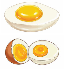 Set of Perfectly Boiled Eggs with Runny and Firm Yolks Clipart