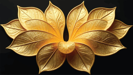 Brocade-patterned petals with intricate surface in gold and cream