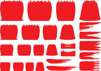 red set brush stroke shaped like a bold arc Red set paint stroke, ink brush, strokes, brushes, lines, frames, box, grungy. Grungy brushes collection. stroke paint boxes on white background.different