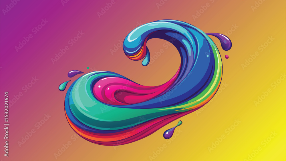 Poster abstract colorful swirl design on a transparent background for creative design projects