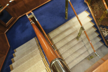Opulent Art Deco interior architecture inside lobby, atrium or foyer on modern ocean liner style...