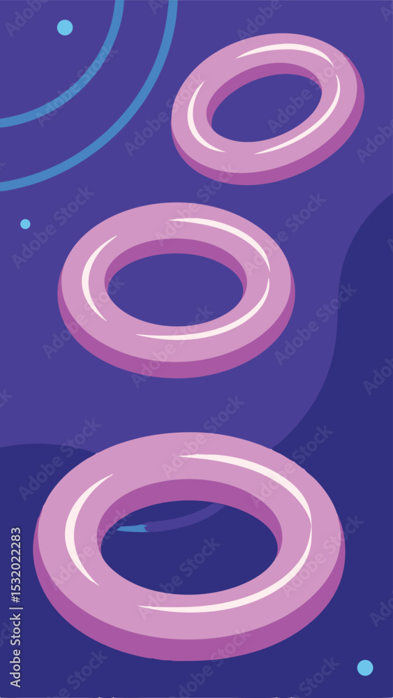 Aufkleber abstract composition of colorful rings and geometric shapes on a gradient background