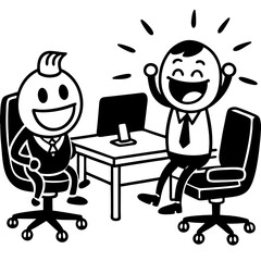 The Innovation Office Concept illustrates coworkers collaborating and leveraging technology for data analysis, featuring a dynamic scene of professional officers engaged in discussions while using tab