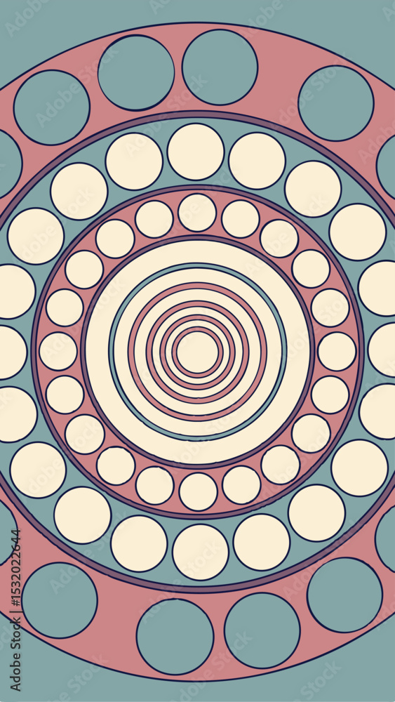 Poster abstract concentric circular design with soft colors and geometric pattern composition