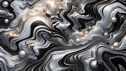 Fototapeta premium Abstract swirling marble with pearls elegant design