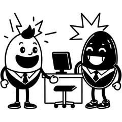 The Innovation Office Concept illustrates coworkers collaborating and leveraging technology for data analysis, featuring a dynamic scene of professional officers engaged in discussions while using tab