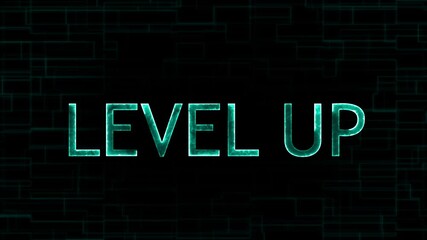 LEVEL UP. retro cyberpunk pixel art game scene from the 80s. technology background. - Powered by Adobe