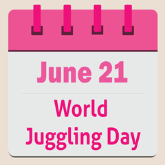 World Juggling Day Announcement Reminder Calendar 
