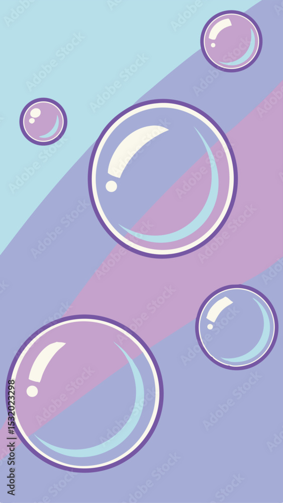 Aufkleber abstract design featuring colorful bubbles and shapes floating against a modern background.