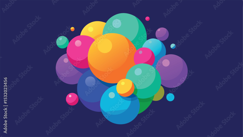 Aufkleber vibrant abstract composition of colorful spheres with gradient and transparent background