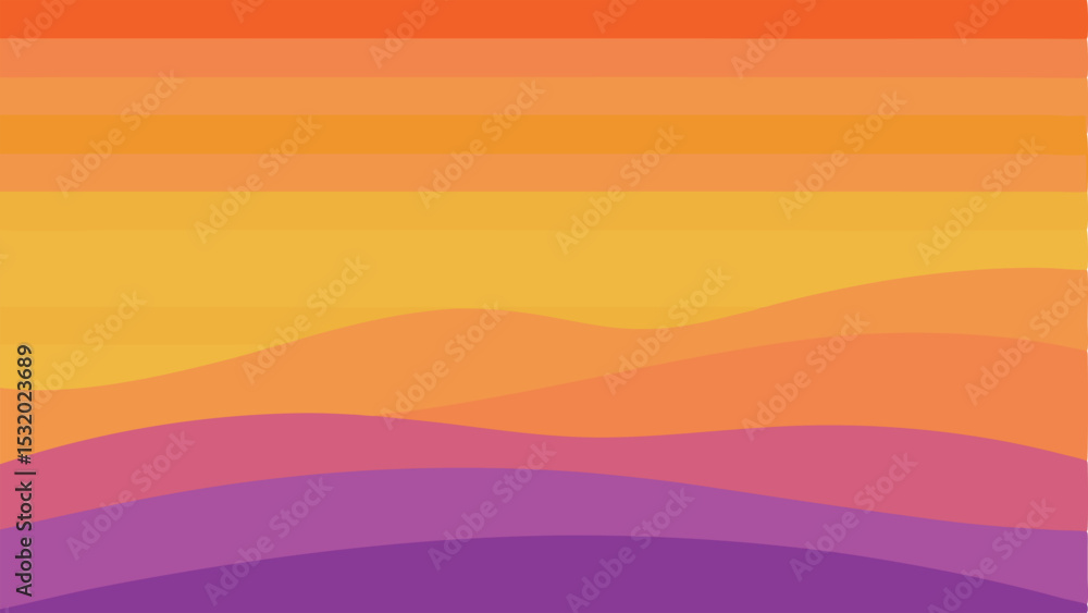 Poster abstract design with gradient color palette and transparent layered wavy shapes